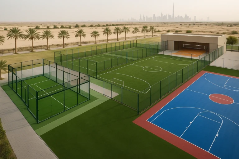 Read more about the article الدليل لإنشاء وتركيب الملاعب الرياضية في الإمارات: البادل، التنس، كرة القدم، السلة، والطائرة