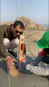 Engineer Mahmoud Mohamed Hamed Abouraia supervising a sports facility project in the UAE